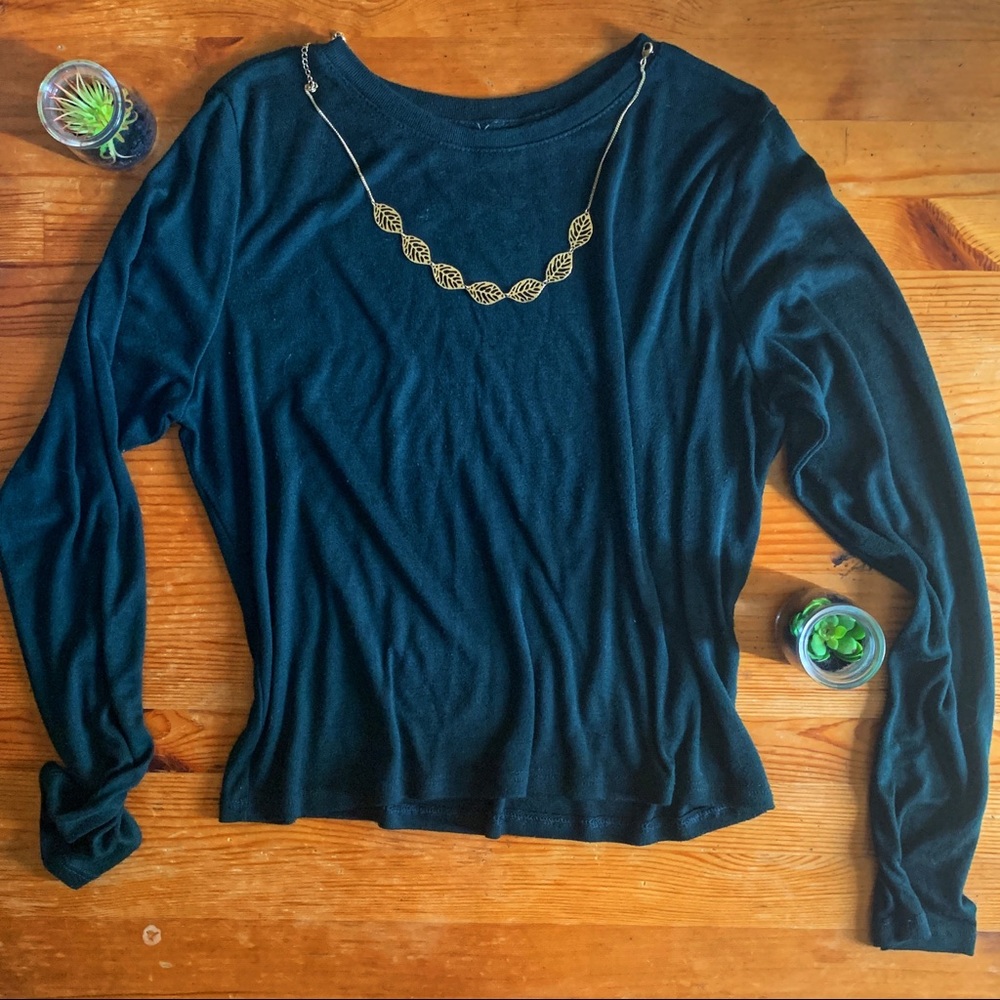 COPY - Forest green knit H&M long sleeve crop top